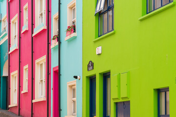 Europe, Ireland, Kinsale. Exterior of colorful buildings.