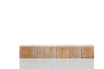 Naklejka premium Wooden cubes with letters object on a white background