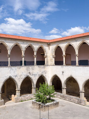 Portugal, Tomar. Two levels of the cloisters of the Convent of the Order of Christ (Convento do Cristo) near the town of Tomar.