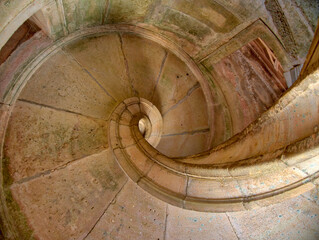 Portugal, Tomar. Stairway in the Royal Cloister of the Convent of Christ in Tomar.