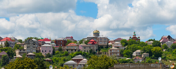 A mansion reminiscent of St. Peter's Basilica in the Vatican and flamboyant houses on Gypsy Hill, Soroca, Moldova
