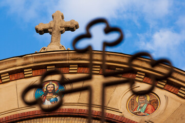 Cross of the top of the Romanian Orthodox Cathedral, built between 1902 and 1906, Sibiu, Romania, Eastern Europe