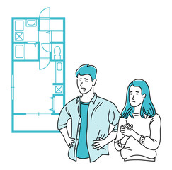 狭い間取りと物憂げな夫婦