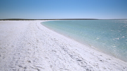 afternoon view of shell beach at shark bay in western australia