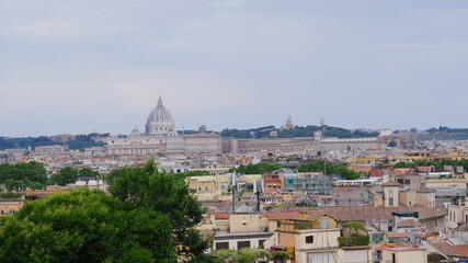 Fototapeta na wymiar Panorama of Rome, Italy. View of Vatican City, urban landscape of Roma. 