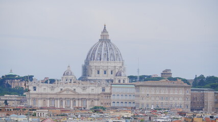Rome, Italy. Vatican dome of Saint Peter Basilica 
