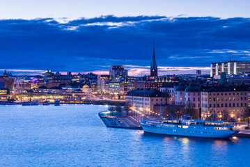 Sweden, Stockholm, city skyline dusk