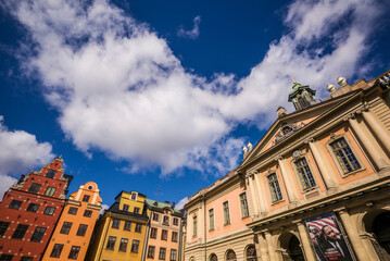 Fototapeta na wymiar Sweden, Stockholm, Gamla Stan, Old Town, Stortorget Square, Swedish Academy Building, organization responsible for awarding The Nobel Prize