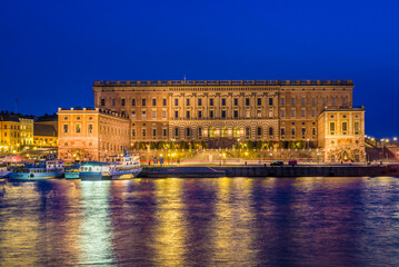 Fototapeta na wymiar Sweden, Stockholm, Gamla Stan, Old Town, Royal Palace, dusk