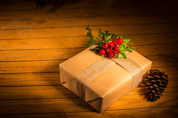 cute christmas gift box with colorful bow