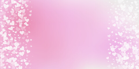 White heart love confettis. Valentine's day border