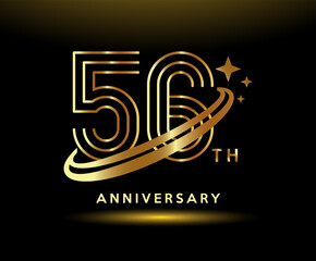 Golden 56 year anniversary celebration logo design inspiration - obrazy, fototapety, plakaty