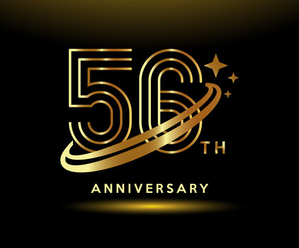 Golden 56 year anniversary celebration logo design inspiration