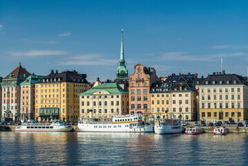 Sweden, Stockholm, Gamla Stan, Old Town, old town skyline, morning