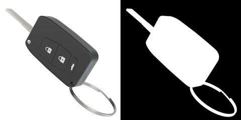 3D rendering illustration of a car key