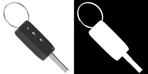 3D rendering illustration of a car key