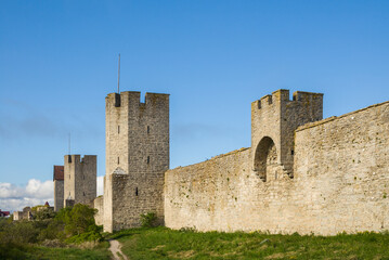 Fototapeta na wymiar Sweden, Gotland Island, Visby, 12th century city wall, most complete medieval city wall in Europe