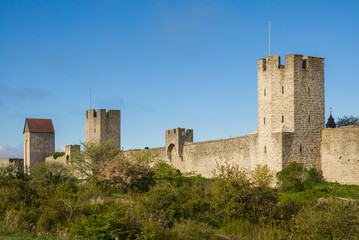 Fototapeta na wymiar Sweden, Gotland Island, Visby, 12th century city wall, most complete medieval city wall in Europe