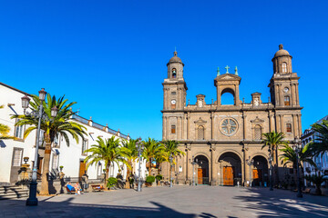 Las Palmas de Gran Canaria, Spain - December 10, 2018: Cathedral of Santa Ana (Cathedral of Las Palmas de Gran Canaria) is a Roman Catholic church located within the Vegueta neighborhood in Las Palmas