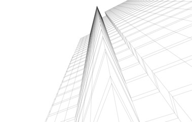 Modern architecture drawing vector 3d illustration