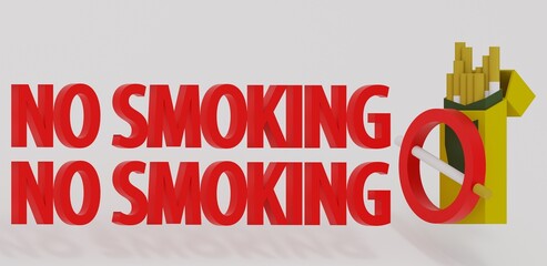 3D illustration is forbidden smoking