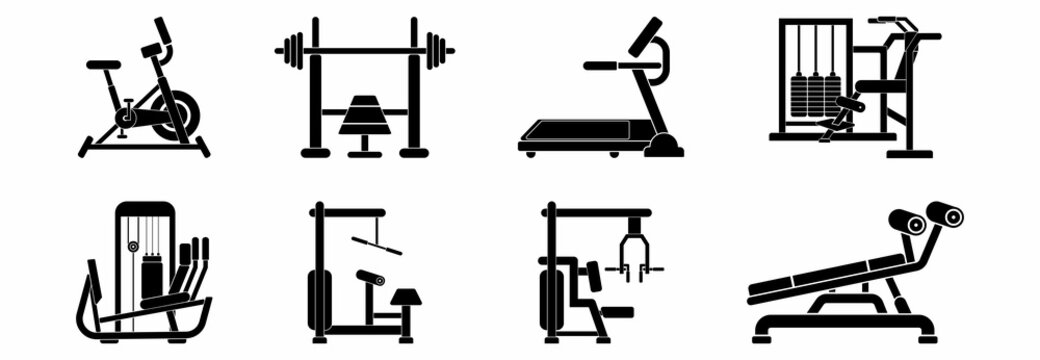 Gym equipment icon set, Gym equipment vector set sign symbol 