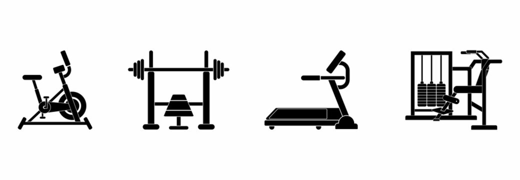Gym equipment icon set, Gym equipment vector set sign symbol 
