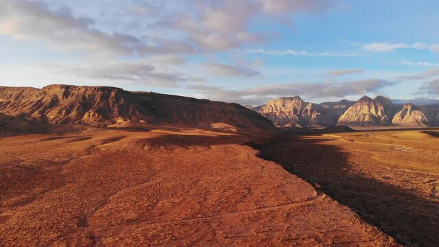Aerial view of southwest mountains under winter skies