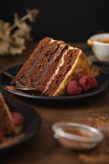 Delicious caramel cake slice