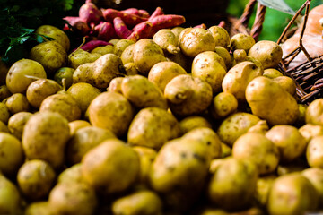 Stack of Potatoes at Farmers Market
