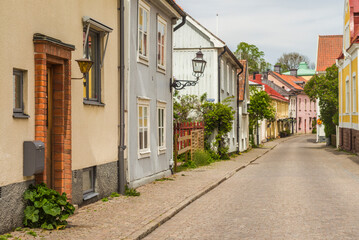 Sweden, Lake Vattern Area, Vadstena, old town street