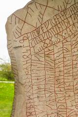 Sweden, Lake Vattern Area, Rok, Rokstenen, Sweden's most famous rune stone, 9th century