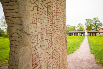 Sweden, Lake Vattern Area, Rok, Rokstenen, Sweden's most famous rune stone, 9th century