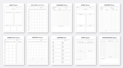Printable Planner Set. Set of Business Planner Design Collection.