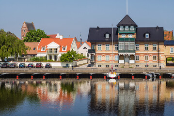 Southern Sweden, Ahus, town view by the canal