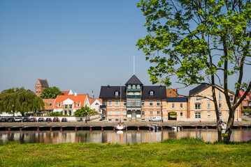 Southern Sweden, Ahus, town view by the canal