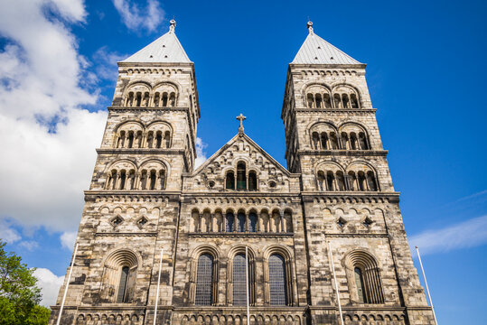 Sweden, Scania, Lund, Lund domkyrka cathedral, exterior (Editorial Use Only)