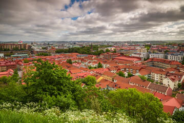 Sweden, Vastragotland and Bohuslan, Gothenburg, high angle city view from the Skansparken, morning