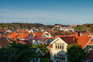 Sweden, Bohuslan, Tjorn Island, Skarhamn, town view, dawn