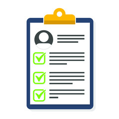 Resume Check Mark Clipboard Icon Vector Template