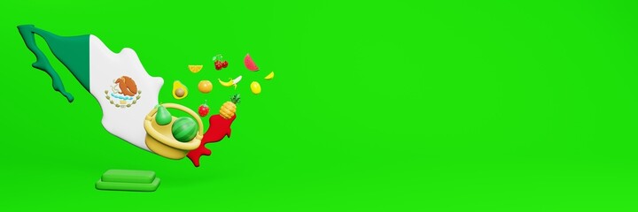 Naklejka premium 3d rendering of fruit consumption in Mexico for data display and social media