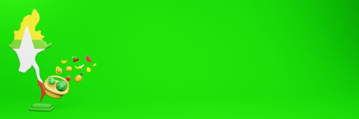 3d rendering of fruit consumption in Myanmar for data display and social media