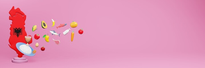 3d rendering of healthy food consumption nutritional requirements in Albania