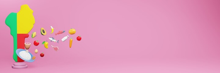 3d rendering of healthy food consumption nutritional requirements in Benin