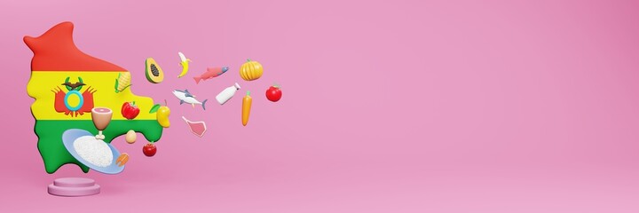 3d rendering of healthy food consumption nutritional requirements in Bolivia