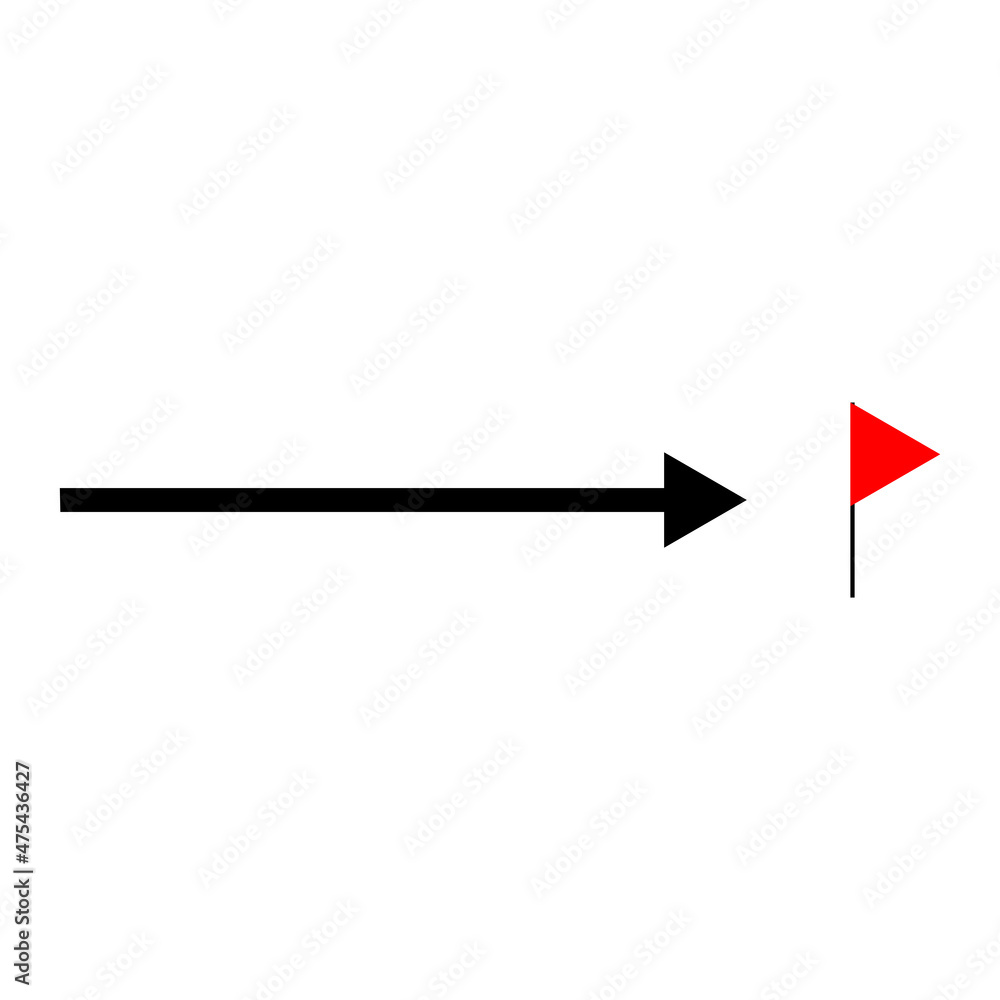 Poster arrow right icon. small red flag sign. right direction. cursor symbol. digital element. vector illus