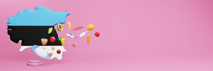3d rendering of healthy food consumption nutritional requirements in Estonia