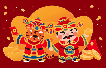 Obraz na płótnie Canvas CNY Caishen and tiger illustration