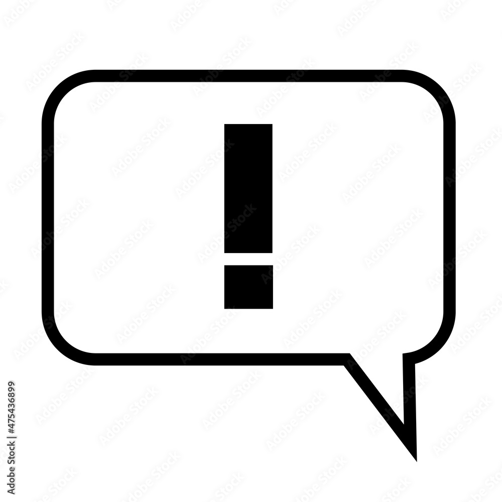 Poster chat icon. exclamation point. communicate button. app element. dialogue emblem. vector illustration.