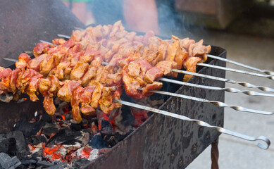Barbecue food during Klaipeda Sea Festival, Klaipeda, Lithuania